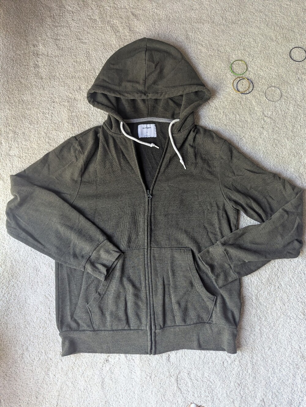 Old Navy Men's Olive Green Zip-Up Hoodie - Size M
